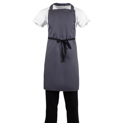 Poly-Cotton Bib Apron Grey | Whites