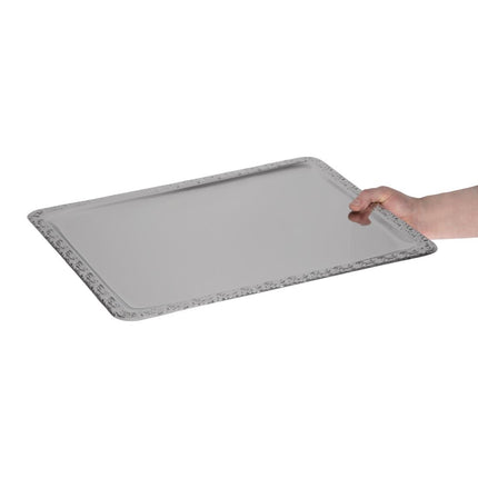 Stainless Steel Serving Platter with Decorative Edge 50x36cm | APS 3