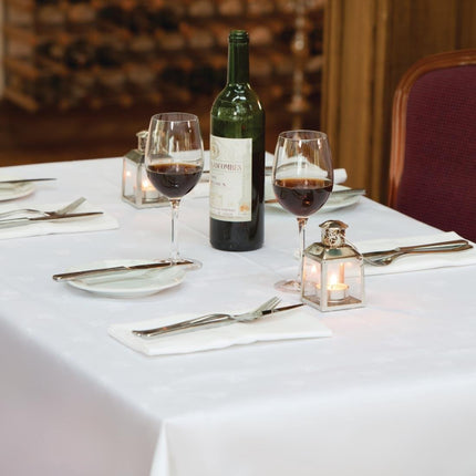 Luxury Satin Band Cotton Napkins | Mitre | White 2