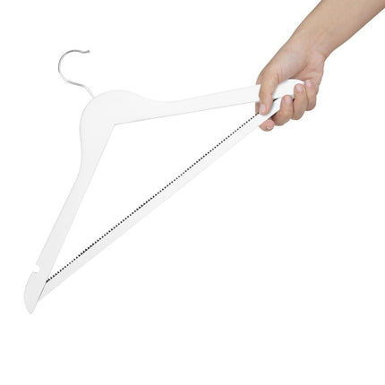 White Wooden Hangers with Antislip Trousers Bar | Bolero 4