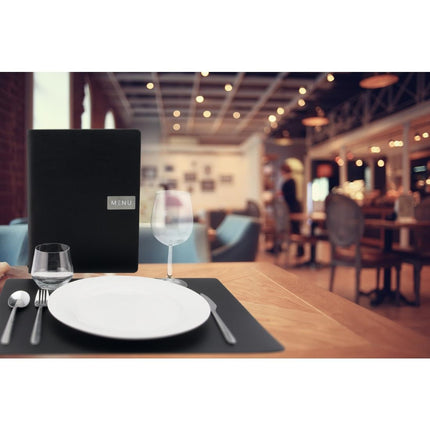 Black Raw Leather A4 Menu Book Cover | Securit Leather Series 3