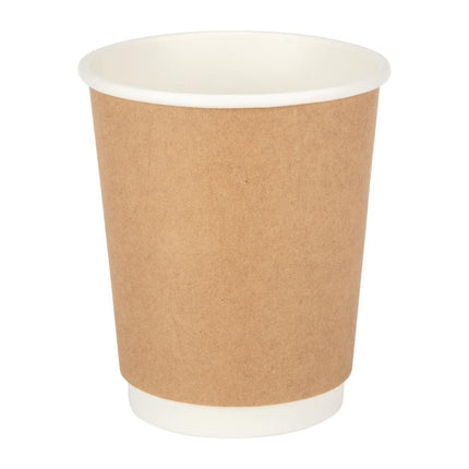 Recyclable Double Wall Kraft Coffee Cups 225ml | Fiesta | 25 Pieces