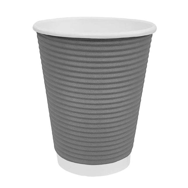 Recyclable Ribbed Coffee Cups Blue-Grey 225ml | Fiesta | 25 pcs