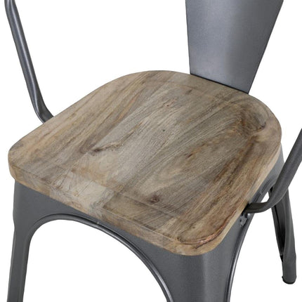 Bolero Bistro Curve Armchairs with Wooden Seat Dark Grey 4-Pack 4