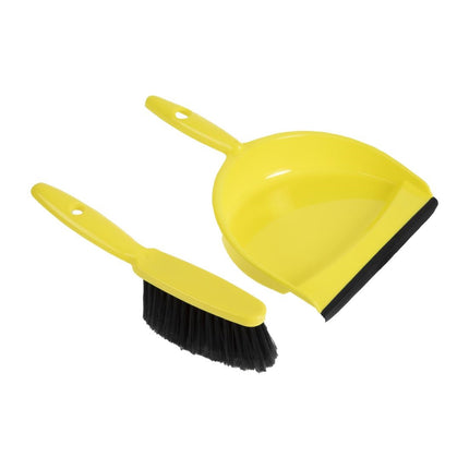 Soft Hand Broom and Dustpan Set with Rubber Edge | Jantex | Yellow | 22cm Wide 3