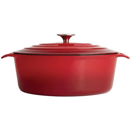 Oval Induction Cast Iron Casserole Red 5L | Vogue 4