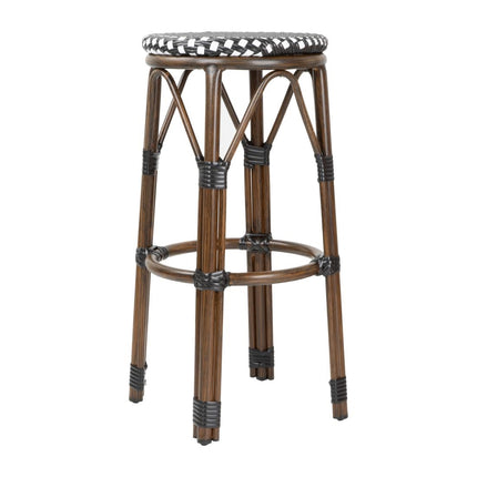 PE Rattan Bar Stools Black Polka Dot Mix | Bolero Parisian Style (2 Pack) 4