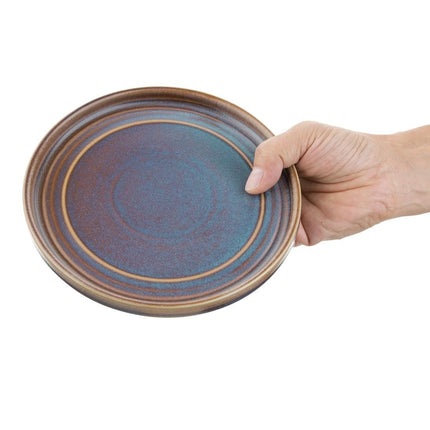 Flat Round Plates 18cm Blue-Brown Reactive Glaze | Olympia Cavolo 4