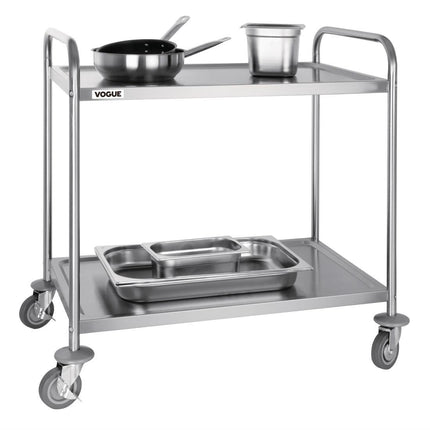 Stainless Steel 2-Tier Serving Trolley Large | Vogue 2