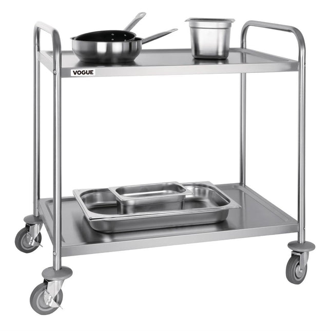 Stainless Steel 2-Tier Serving Trolley Large | Vogue 2