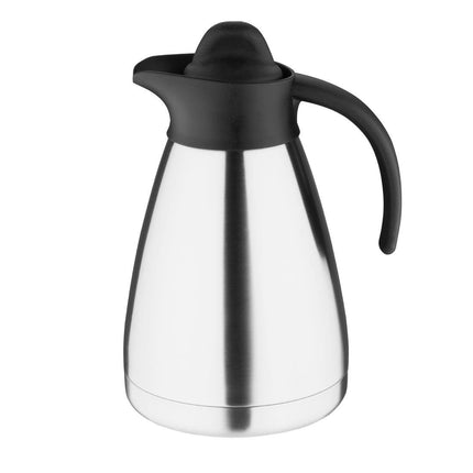 Brushed Stainless Steel Thermos Flask with Screw Cap | Olympia | 1L