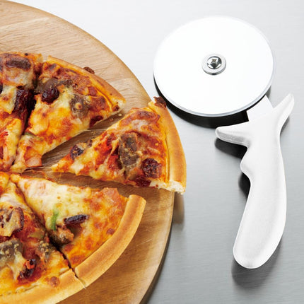 Stainless Steel Pizza Cutter 10cm with White Handle | Hygiplas 4