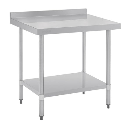 Stainless Steel Worktable with Backsplash 90x90x70cm | Vogue 3