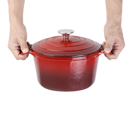 Round Induction Cast Iron Casserole Red 3.2L | Vogue 2