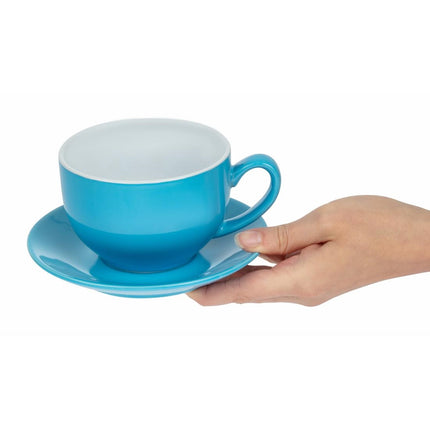 Blue Cappuccino Cups 34cl with Rolled Edges | Olympia Porcelain 5