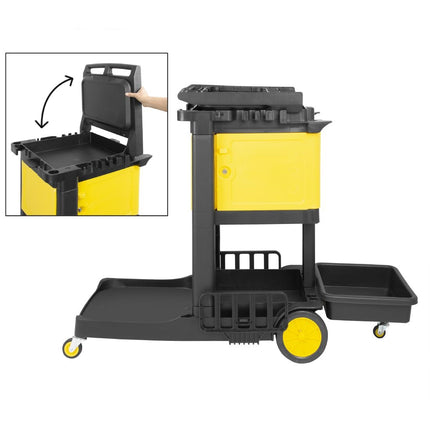 Black Cleaning Trolley with Lockable Cabinet | Jantex 7