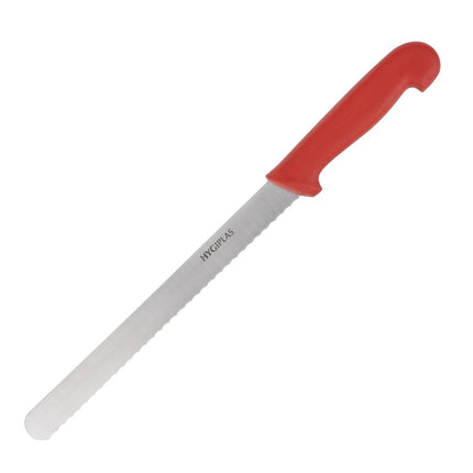 Serrated Meat Knife 25.5cm | Hygiplas | Red Handle