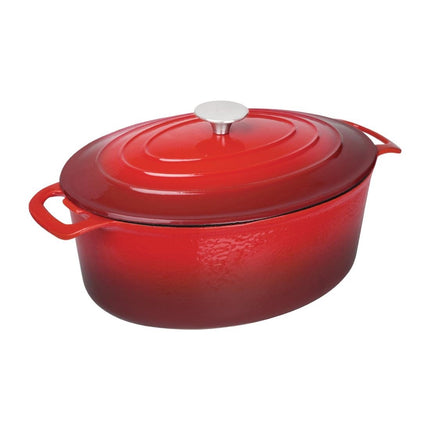 Oval Induction Cast Iron Casserole Red 6L | Vogue