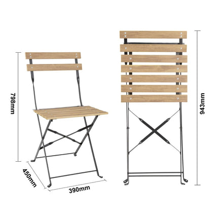 Folding Pavement Style Chairs with Wood Effect | Bolero Perth Series | Set of 2 7