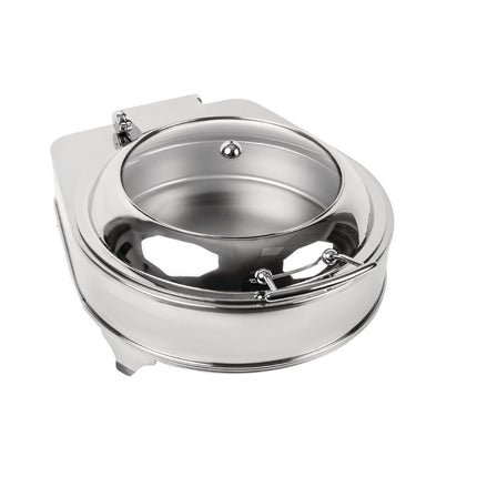 Round Electric Chafing Dish | Olympia | Stainless Steel with Glass Lid