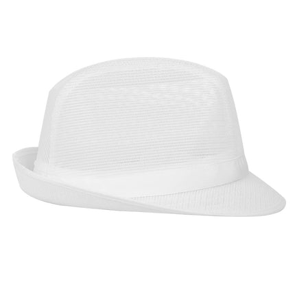 Trilby Hat with Hair Net White M | Lightweight Polyester 3