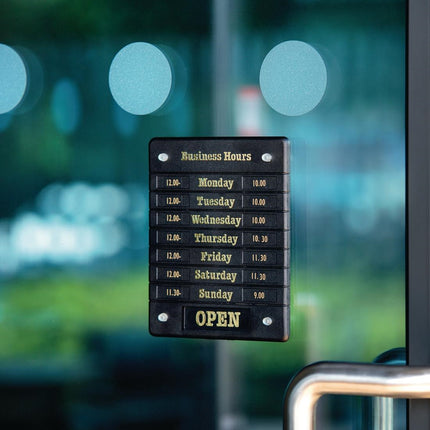 Open Closed Door Sign with Opening Hours 2