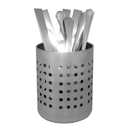 Stainless Steel Cutlery Holder | Vogue | 12cm Diameter x 13cm Height
