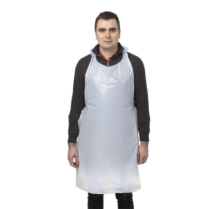 Disposable White Polyethylene Halter Aprons 14.5 Micron (100 pcs) 4