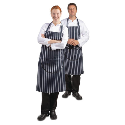 Extra Long Blue-White Striped Halter Apron | Whites 7