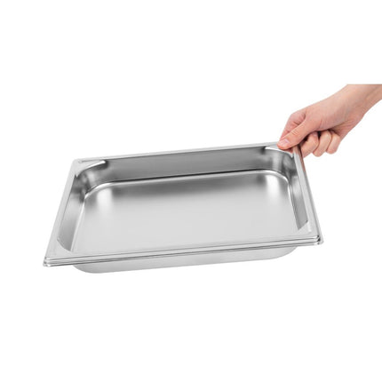Stainless Steel GN 1/1 Container 40mm with Handle and Lid | Matfer Bourgeat 7