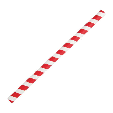 Compostable Red/White Striped Paper Smoothie Straws 21cm | Fiesta
