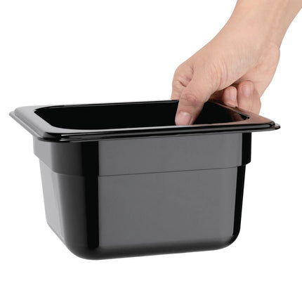 Polycarbonate Black Container GN 1/6 100mm | Vogue | 176x162mm 2