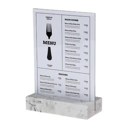 A5 Portrait Board Holder with Polystone Base White | Europel