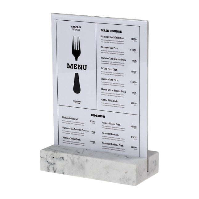 A5 Portrait Board Holder with Polystone Base White | Europel