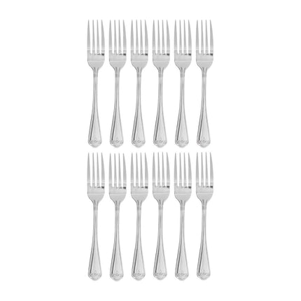 Table Forks | Olympia Jesmond | 12 Pieces | Polished 18/0 Stainless Steel with Shell Pattern Handle 7