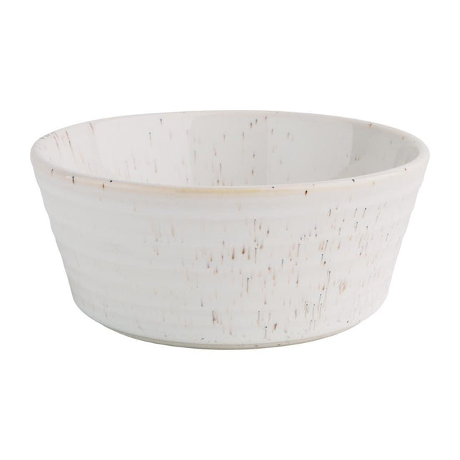 Flat Round Speckled White Porcelain Bowl 143mm | Olympia Cavolo