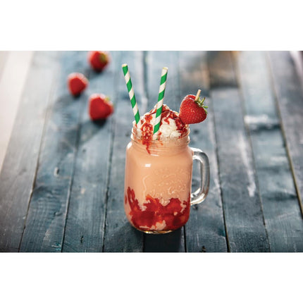 Compostable Green-White Striped Paper Straws | Fiesta | 250 Pieces 4