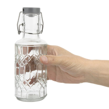 Glass Water Bottle with Stopper 380ml | Olympia Geo 3