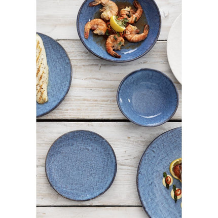 Porcelain Blue Coupe Plates with Denim Texture | Olympia | 285mm 10