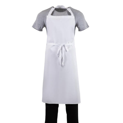 White Polyester-Cotton Bib Apron XL | Whites