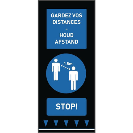 Social Distancing Floor Mat 150x65cm Blue with People Icons