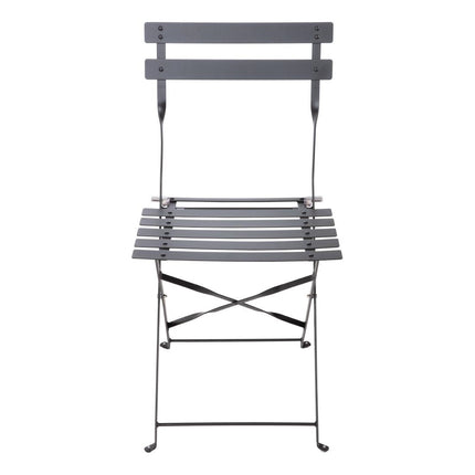 Bolero Black Steel Garden Bistro Set with Table and Two Chairs 4