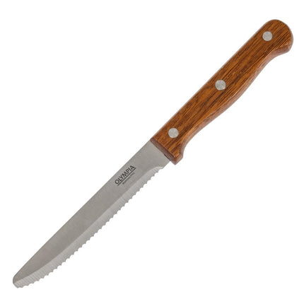 Steak Knives with Rounded Tip Wood Handle 21.5cm | Olympia | Set of 12