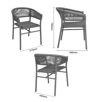 Gray Mix Rope Twist Rattan Chairs | Bolero Florence Series | Set of 2 6