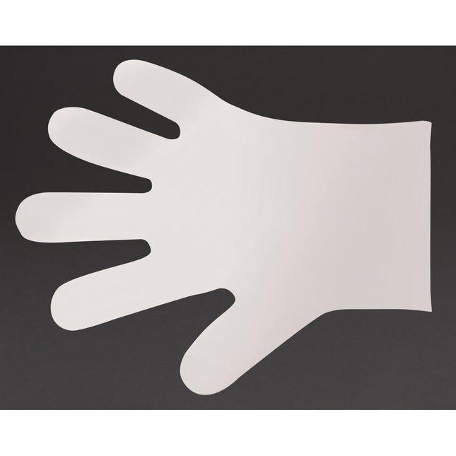 Rokavice za pripravo hrane, kompostabilne, bele, srednje velikosti | Vegware | Pakiranje 2400 kosov