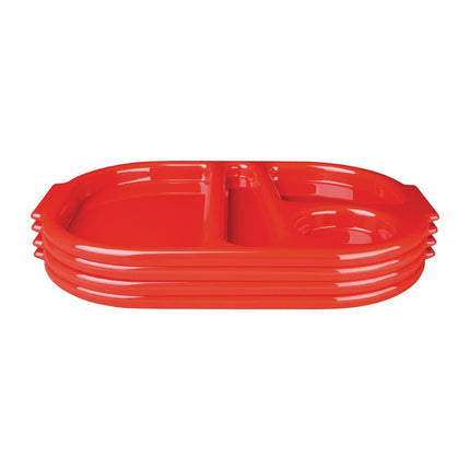 Polycarbonate Compartment Food Tray Small Red 322mm | Olympia Kristallon 3