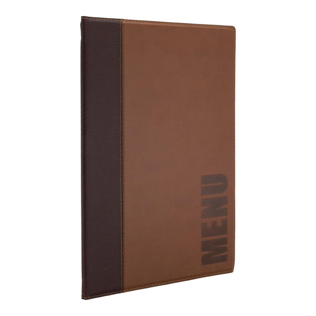 Synthetic Leather Menu Holder A4 Brown | Securit Trendy 2