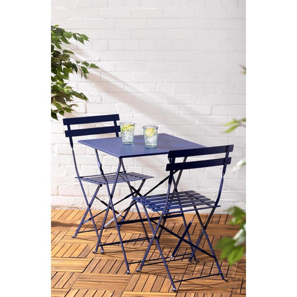 Bolero Perth Dark Navy Folding Square Pavement Table | Powder-Coated Steel 7