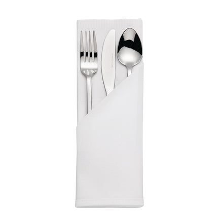 Luxury Satin Band Cotton Napkins | Mitre | White
