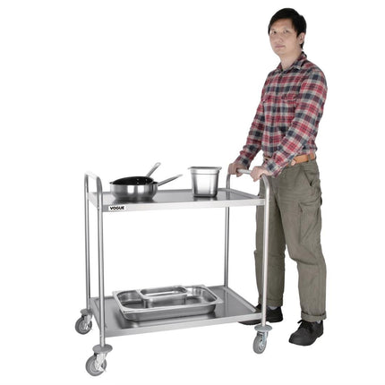 Stainless Steel 2-Tier Serving Trolley Large | Vogue 3